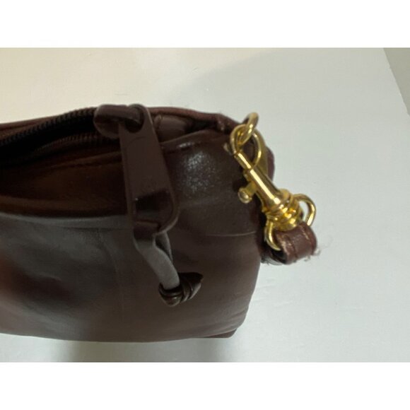 Leather Crossbody Clutch with Removable Strap in Brown with Gold Accents 11"x 7" - Picture 8 of 10